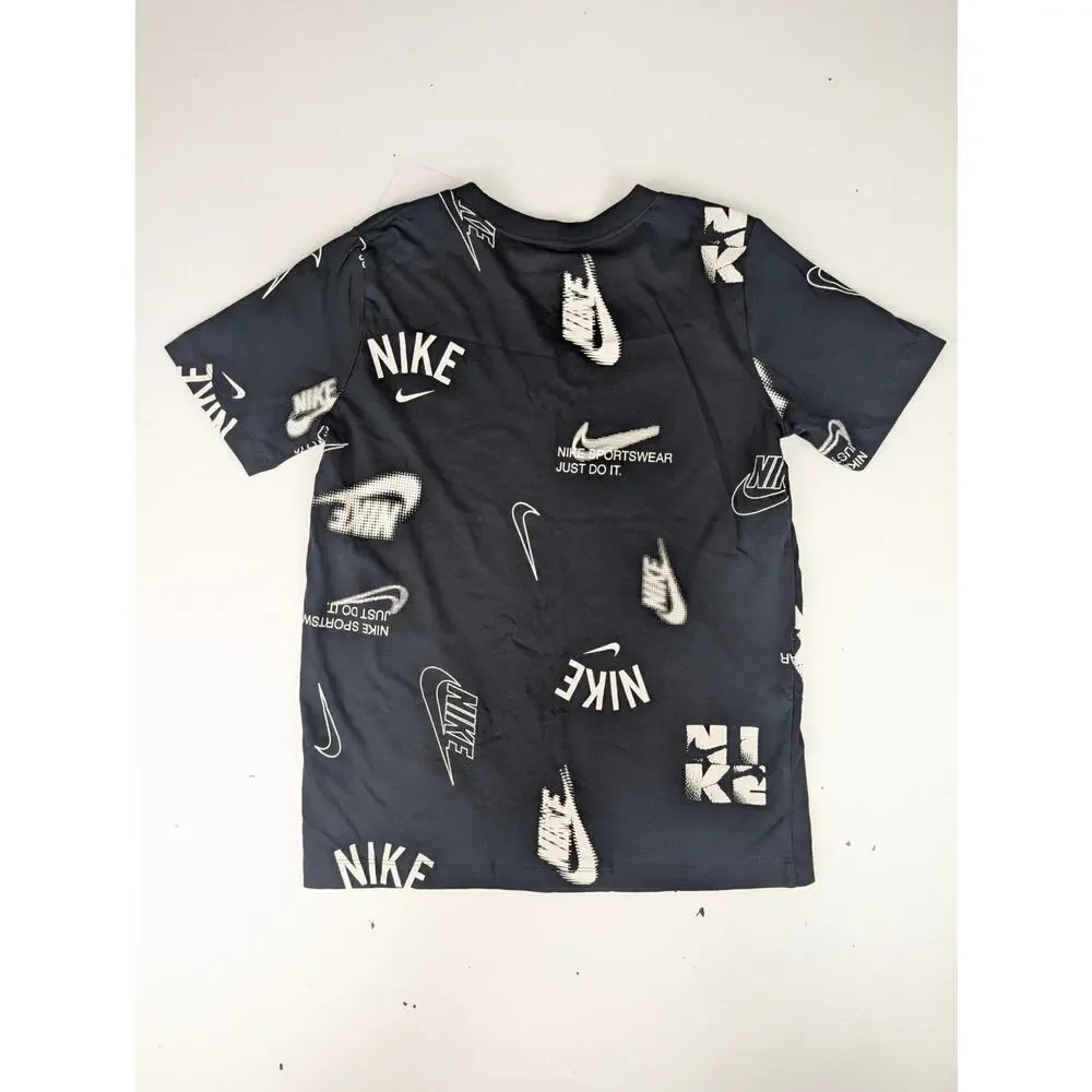 Nike Boys Large Black & White Logo Shorts & Tee Set